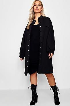 Boohoo Plus Keria Oversized Sleeve Trench Coat