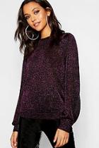 Boohoo Tall Metallic Balloon Sleeve Jumper
