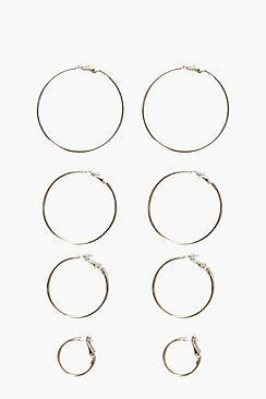 Boohoo Mixed Size Simple Hoop Earring Set