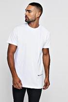 Boohoo Longline Crew Neck T-shirt With Ribbed Zip Panel