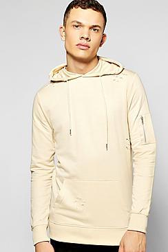 Boohoo Destroyed Ma1 Over The Head Hoodie
