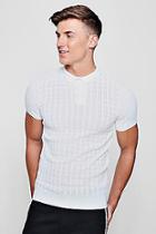 Boohoo Mini Cable Knit Short Sleeve Muscle Fit Polo