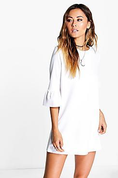Boohoo Casey Ruffle Sleeve Shift Dress