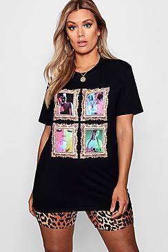 Boohoo Plus Betty Frame Print T Shirt