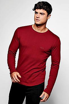 Boohoo Man Branded Long Sleeve Skinny Fit T-shirt