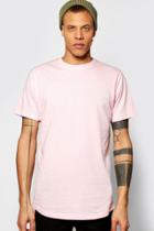 Boohoo Curved Hem Longline T Shirt Pink