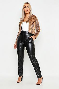Boohoo Plus Pu Pocket Tapered Trouser