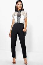 Boohoo Boutique Freya Crochet Contrast Collar Jumpsuit