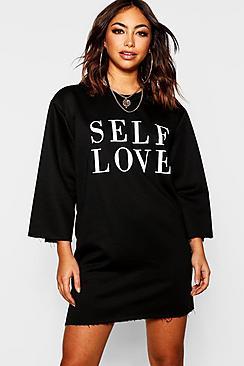 Boohoo Self Love Raw Edge Sweatshirt Dress