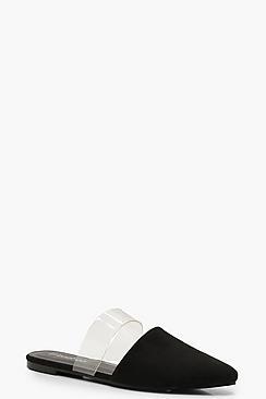 Boohoo Pointed Clear Strap Flats