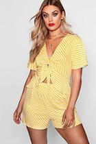 Boohoo Plus Tara Stripe Tie Front Beach Co-ord
