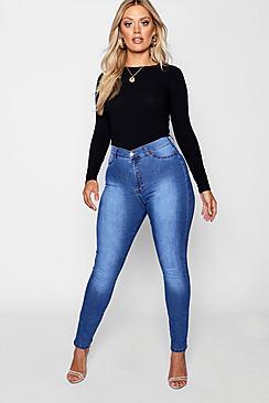 Boohoo Plus Super High Waisted Power Stretch Jeans