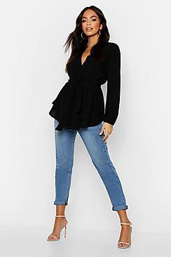 Boohoo Pastel Woven Wrap Top