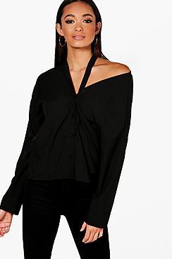 Boohoo Ella Choker Strap Shirt