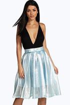 Boohoo Atara Metallic Bow Front Full Midi Skirt