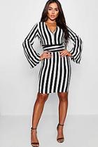 Boohoo Rebecca Ruched Waistband Stripe Bodycon Dress