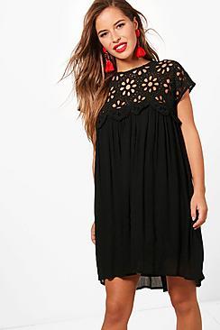 Boohoo Petite Boutique Crochet Lace Top Shift Dress