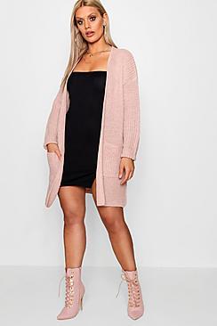 Boohoo Plus Anya Boyfriend Chunky Knit Cardigan