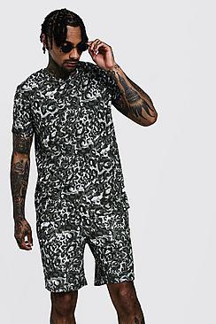 Boohoo Animal Print T-shirt & Short Set
