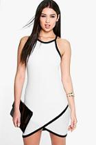 Boohoo Lilian Contrast Colour Wrap Skirt Bodycon Dress