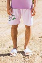 Boohoo Lilac Velour Shorts With Rose Embroidery