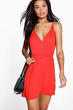 Boohoo Isla Wrap Front Strappy Sundress
