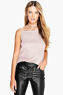 Boohoo Caitlin Woven Crinkle Crop Cami