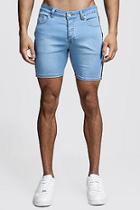 Boohoo Skinny Fit Denim Shorts With Side Tape