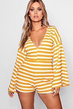 Boohoo Plus Allie Plunge Kimono Sleeve Playsuit