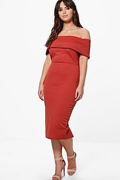 Boohoo Plus Millie Double Layer Midi Dress