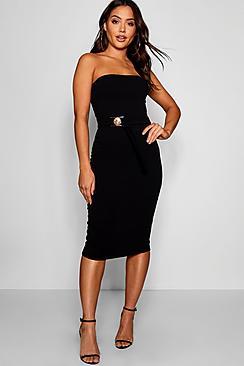 Boohoo Kira Bandeau Belted Midi Dress