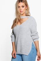 Boohoo Plus Suzie Choker Back Side Split Jumper Silver