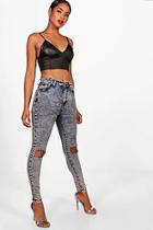 Boohoo Ally High Rise Acid Wash Skinny Jeans