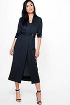 Boohoo Lorna D Ring Duster & Plunge Dress Co-ord