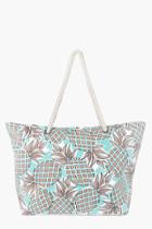 Boohoo Mae Pineapple Print Beach Bag Turquoise