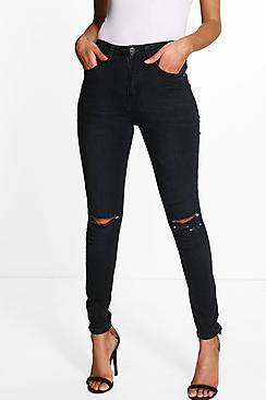 Boohoo Petite Lauren High Waisted Skinny Jeans