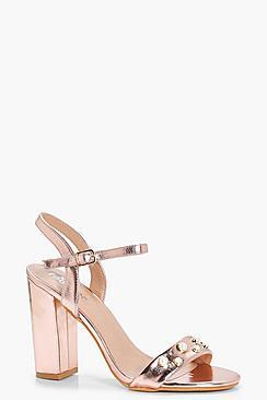 Boohoo Zoe Pearl Strap Block Heels