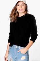 Boohoo Maisie Soft Knit Waffle Knit Jumper Black