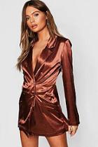 Boohoo Satin Blazer Romper