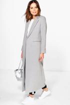 Boohoo Keira Maxi Length Tailored Coat Grey