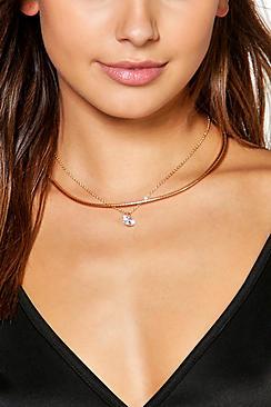 Boohoo Jessica Metal Layered Clear Stone Choker