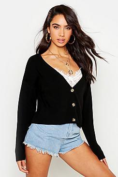 Boohoo Super Cropped Button Through Cardigan