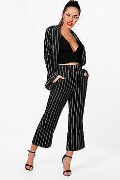 Boohoo Petite Maisy Stripe Kick Hem Co-ord Trouser
