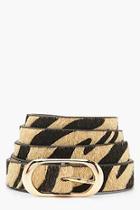 Boohoo Zebra Print Gold Buckle Belt