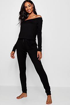 Boohoo Tall Florence Slash Neck Lounge Jumpsuit