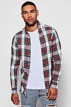 Boohoo Red And Green Long Sleeve Check Shirt