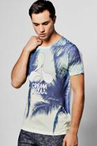 Boohoo Cream Ibiza Palm Print T Shirt Multi