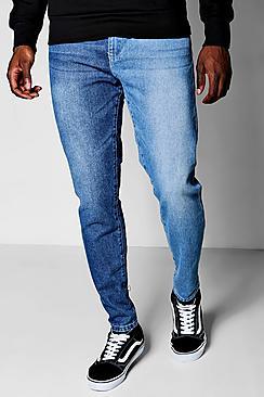 Boohoo Skinny Fit Blue Wash Spliced Denim Jeans