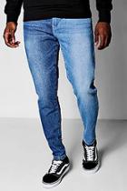 Boohoo Skinny Fit Blue Wash Spliced Denim Jeans