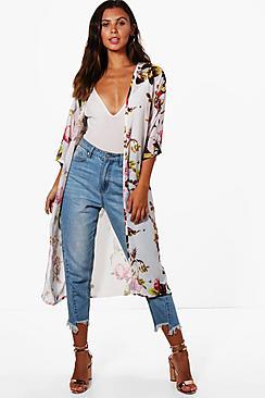 Boohoo Petite Keira Floral Printed Duster